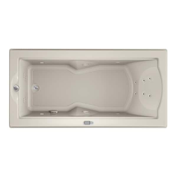 JACUZZI FUZION 70.7 in. x 35.4 in. Rectangular Whirlpool Bathtub with Left Drain in Oyster
