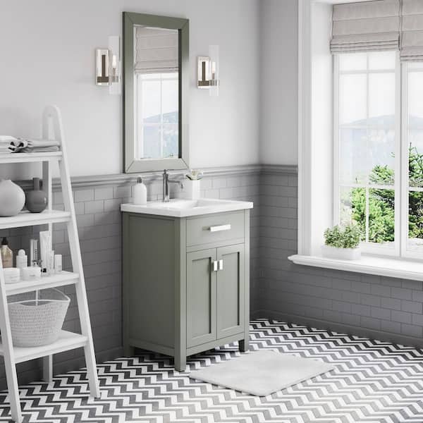 Myra 24 in. W x 18 in. D Bath Vanity in Glacial Green with Ceramics Vanity Top in White with White Basin