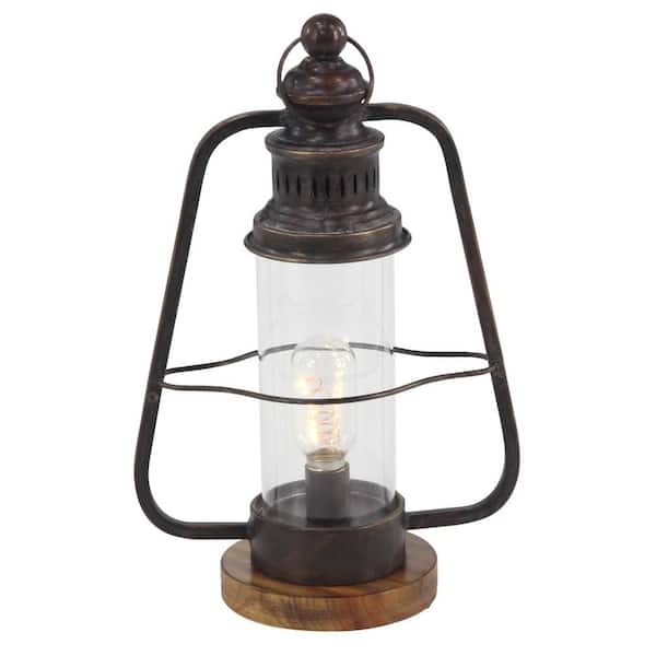 Litton Lane Brown Metal Industrial Candle Lantern