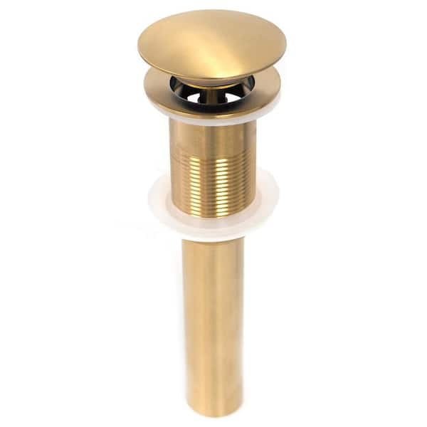 Eisen Home Pop-Up Drain Assembly with Cap No Overflow for Vessel Sinks in Brushed Gold