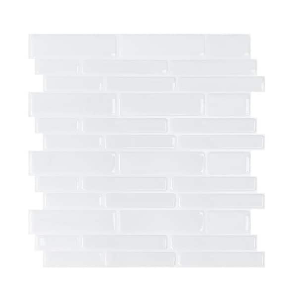 Jeedeson 12 in. W x 12 in. L x 2 mm H Vinyl Peel and Stick Wall Tile Backsplash in White for Kitchen and Bathroom (10-Pack)
