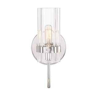 Brook 4.75 in. 1-Light Polished Nickel Vanity Light with Clear Glass Shade