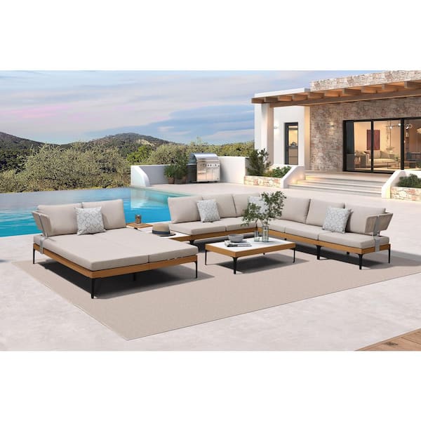 7 Pieces Patio Conversation Furniture Sets with Loveseat Chairs Tables Modern Wicker Outdoor Sets, Cushions Included
