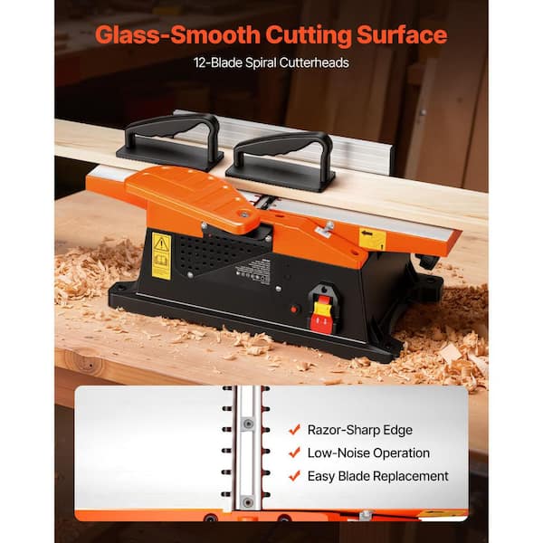 6 in. Benchtop Jointer 2 HP 12000 RPM 12-Blade Spiral Cutterhead