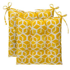 Cubed Yellow Rectangle Outdoor Tufted Seat Cushion (2-Pack)