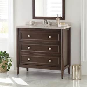 Whitley 37 in. W x 19 in. D x 37 in. H Single Sink Bath Vanity in Dusk with Corsica Engineered Solid Surface Top
