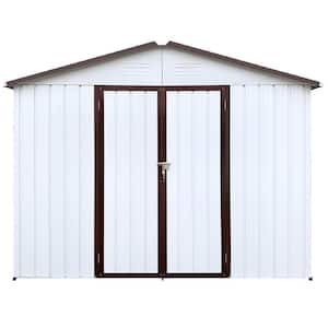 12 ft. W x 10 ft. D Metal Garden Sheds for Outdoor Storage with Double Door in Coffee and White (120 sq. ft.)
