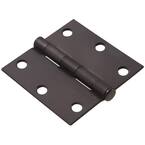 3 in. Oil-Rubbed Bronze Residential Door Hinge with Square Corner Removable Pin Full Mortise (9-Pack)