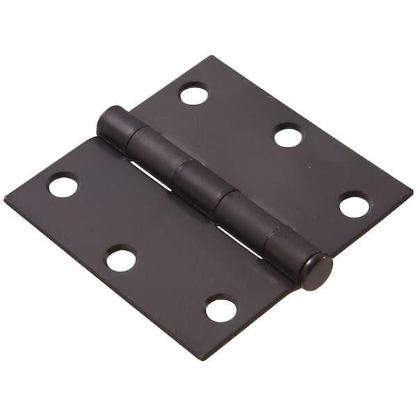 Hardware Essentials 3 in. Oil-Rubbed Bronze Residential Door Hinge with Square Corner Removable Pin Full Mortise (9-Pack)
