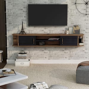 Malinda 71 in. Black TV Stand with 2 Cabinets Fits TV's up to 80 in. with Storage