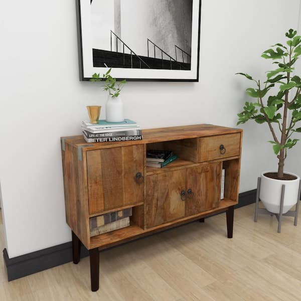 Litton Lane Brown 1 Drawer 3 Shelves and 3 Doors Buffet 41 in. x 29 in.