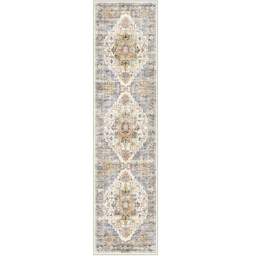 Tabriz Blue/Orange 2 ft. x 8 ft. Vintage Washable Medallion Distressed Runner Rug price history on PriceWatchPro