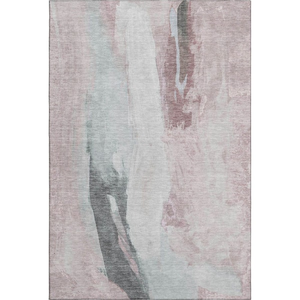 Mayfield Premium Machine Washable Abstract AMF1987 Blush 8 ft. x 10 ft. Area Rug