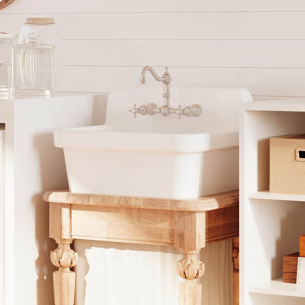 Mason 24-inch White Ceramic Farmhouse Wall Mount Utility Sink