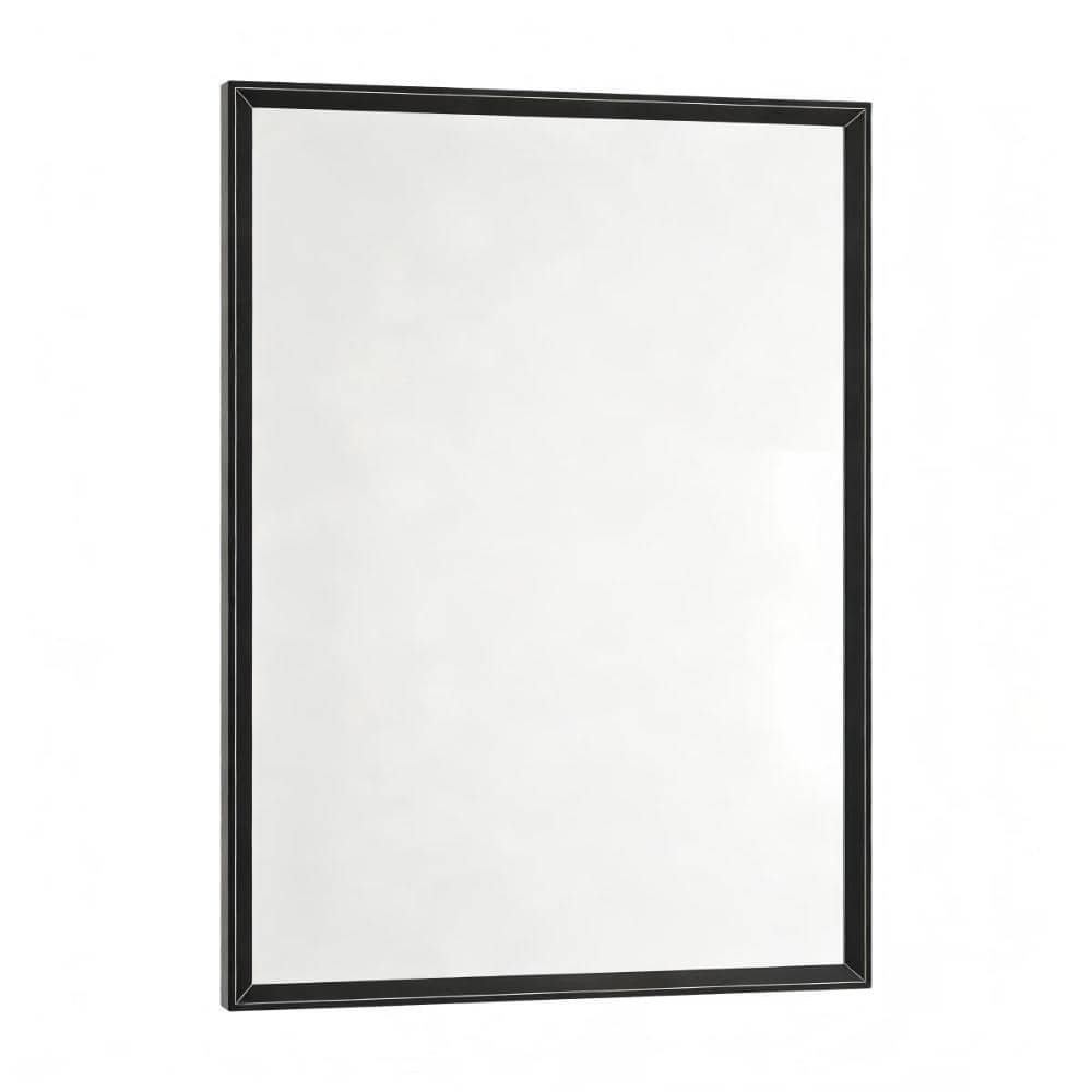24 in. W x 36 in. H Aluminum Framed Rectangular Wall-Mounted Double Beveled Frame Bathroom Vanity Mirror, Black price history on PriceWatchPro