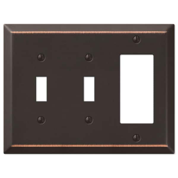 AMERELLE Metallic 3 Gang 2-Toggle and 1-Rocker Steel Wall Plate - Aged Bronze
