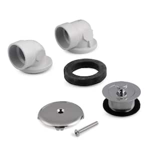 Twist and Close 1-1/2 in. Sch. 40 White PVC Bath Waste and Overflow Tub Drain Plumbers Kit in Chrome