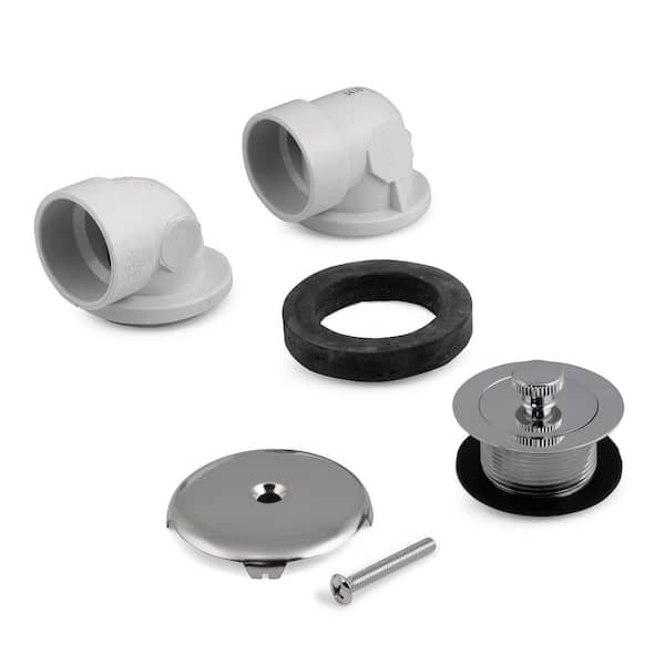 Everbilt Twist and Close 1-1/2 in. Sch. 40 White PVC Bath Waste and Overflow Tub Drain Plumbers Kit in Chrome