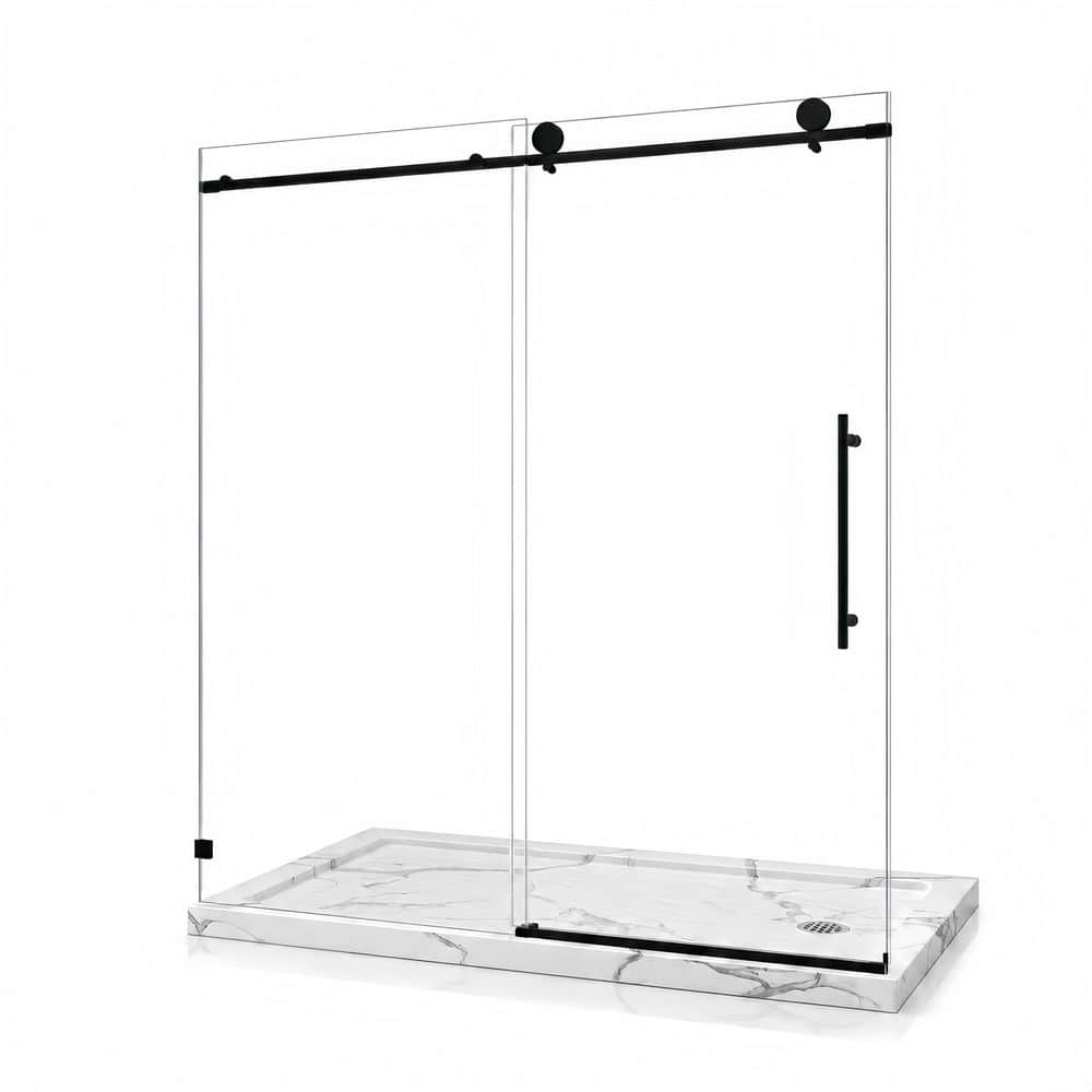 48 in. L x 34 in. W x 76 in. H 2 Pieces Alcove Shower Kit with Sliding Frameless Shower Door and Shower Base price history on PriceWatchPro