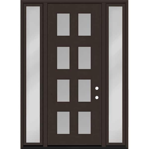 Regency 60 in. x 96 in. 8L Modern Clear Glass LHIS Hickory Stain Fiberglass Prehung Front Door w/Clear10in. SLs 4-9/16