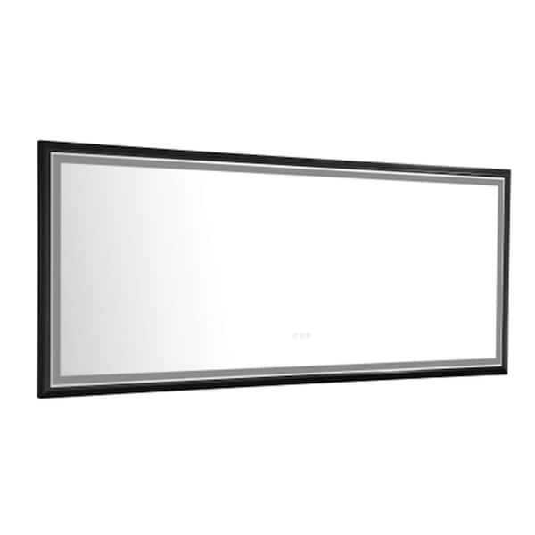 Andrea 88 in. W x 38 in. H Large Rectangular Metal Framed Dimmable AntiFog Wall Mount LED Bathroom Vanity Mirror in Black