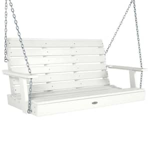 Riverside 4ft. 2-Person Coconut White Recycled Plastic Porch Swing