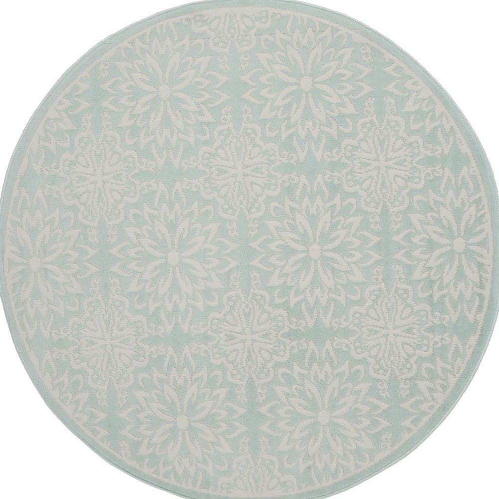 HomeRoots 5 ft. x 7 ft. Ivory Blue and Gray Abstract Non Skid Area Rug ...