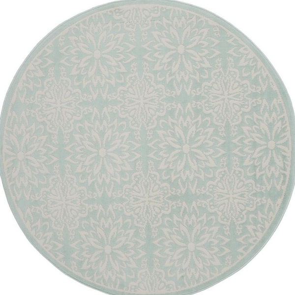 5 ft. x 7 ft. Ivory Blue and Gray Abstract Non Skid Area Rug