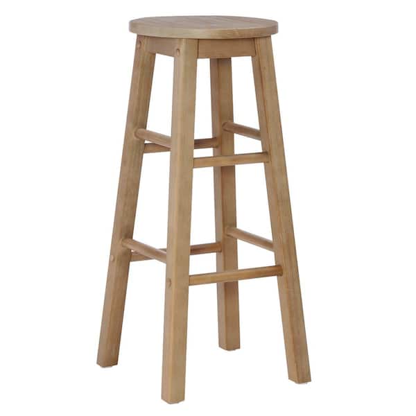 Linon Home Decor Lopes 29 in. Graywash Backless Wood Bar Stool with Wood Seat