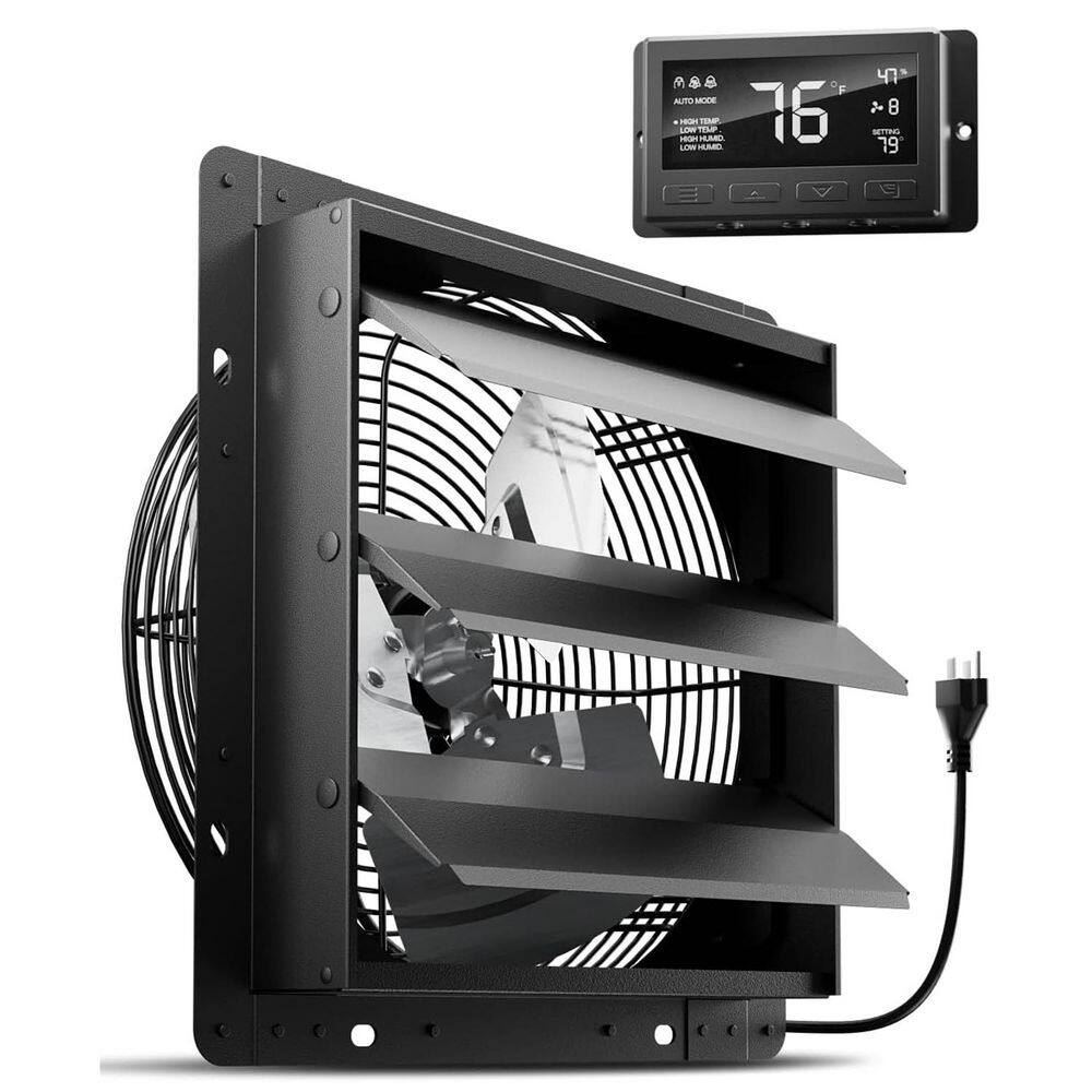 12 in. Attic Fan with Thermostat, 971 CFM Shutter Exhaust Fan, Wall Mounted Greenhouse Fan with EC Motor, Black price history on PriceWatchPro