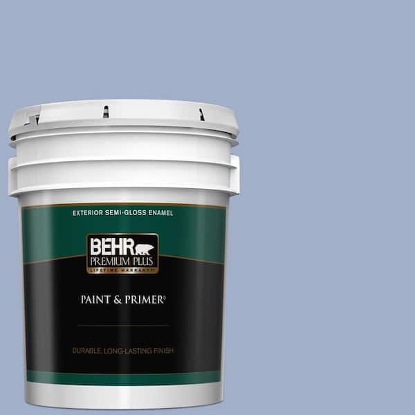 BEHR PREMIUM PLUS 5 gal. #610D-4 Bellflower Semi-Gloss Enamel Exterior Paint & Primer
