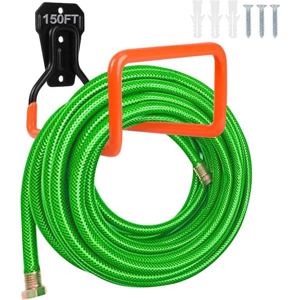 1 Pcs Metal Garden Hose Holder-Heavy Duty Hose Hanger Wall Mounted Water Hose Holder for Outside Yard-Orange