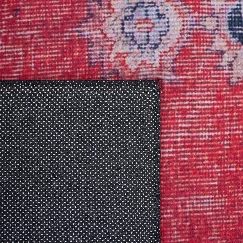 Red and Beige Traditional Washable Synthetic Area Rug, 3' x 5'