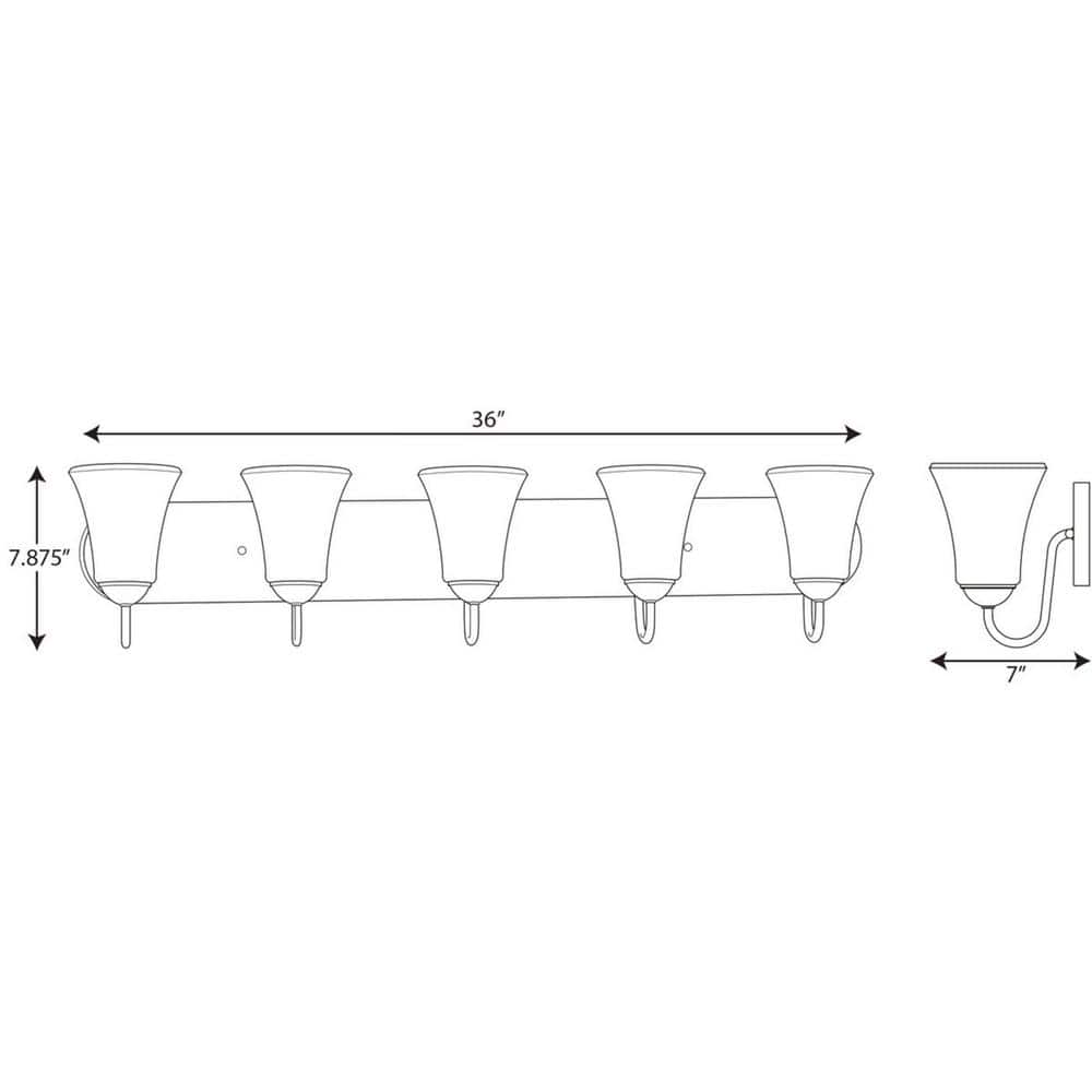 Classic Brushed Nickel 5-Light Bath Vanity with Etched Glass Shades