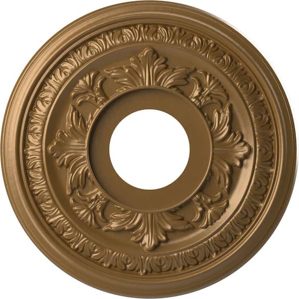 Ekena Millwork 13" OD x 3-1/2" ID x 3/4" P Baltimore Thermoformed PVC Ceiling Medallion Fits Canopies up to 5-1/4", Metallic Gold Rush