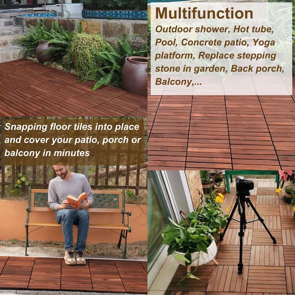 LIVIZA 1 ft. x 1 ft. Acacia Wood Deck Tile in Brown (30-Piece)