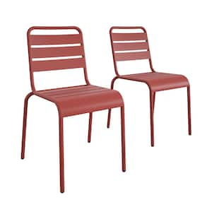 June Persimmon Stackable Metal Outdoor Dining Chair (2-Pack)