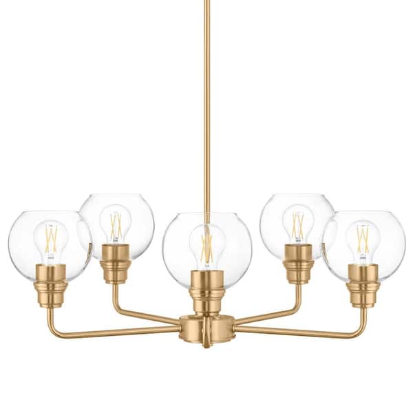 Florabelle 5-Light Chandelier Gold Clear Globe Glass Shades
