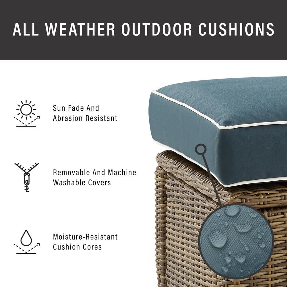 Bradenton Navy and Brown Outdoor Wicker Loveseat