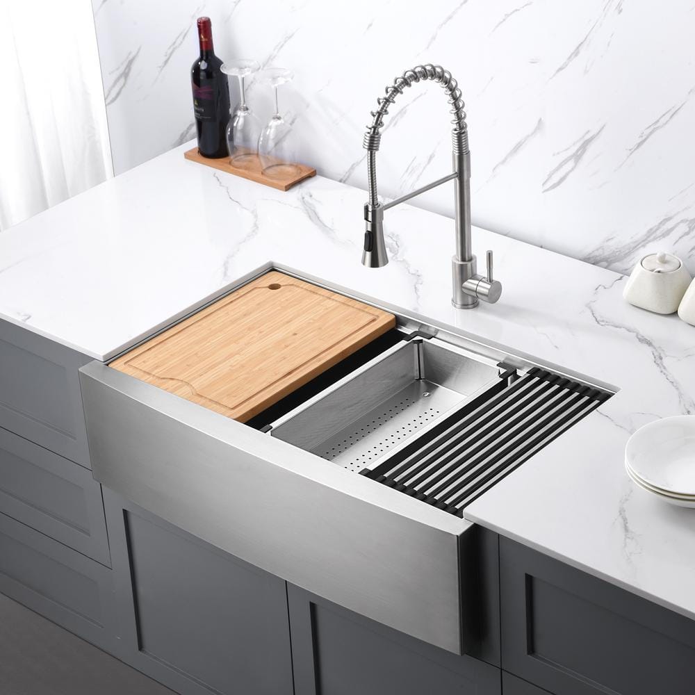 LUXIER Farmhouse Apron-Front 18-Gauge Stainless Steel 36 in