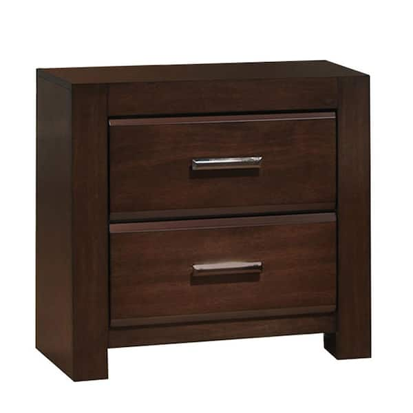 Acme Furniture Oberreit 2-Drawer Walnut Nightstand 24 in. x 24 in