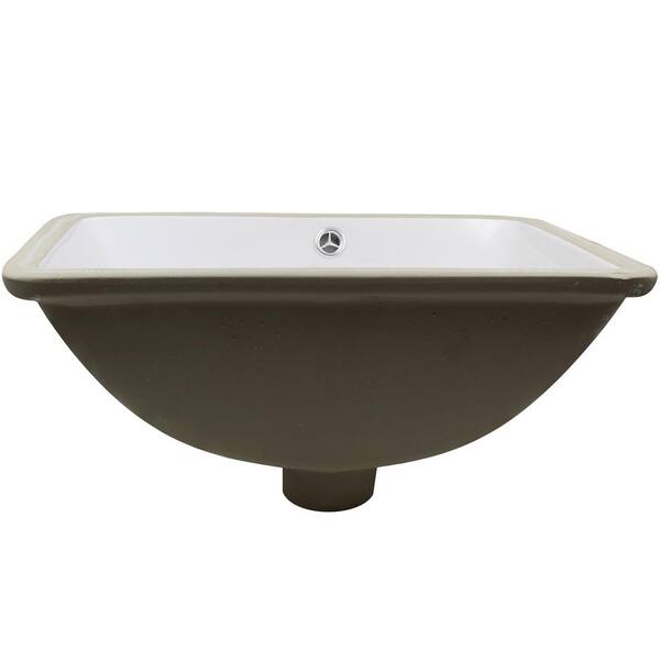 Rene 18.25 in. Undermount Bathroom Sink in White with Pop-Up Drain in Brushed Nickel