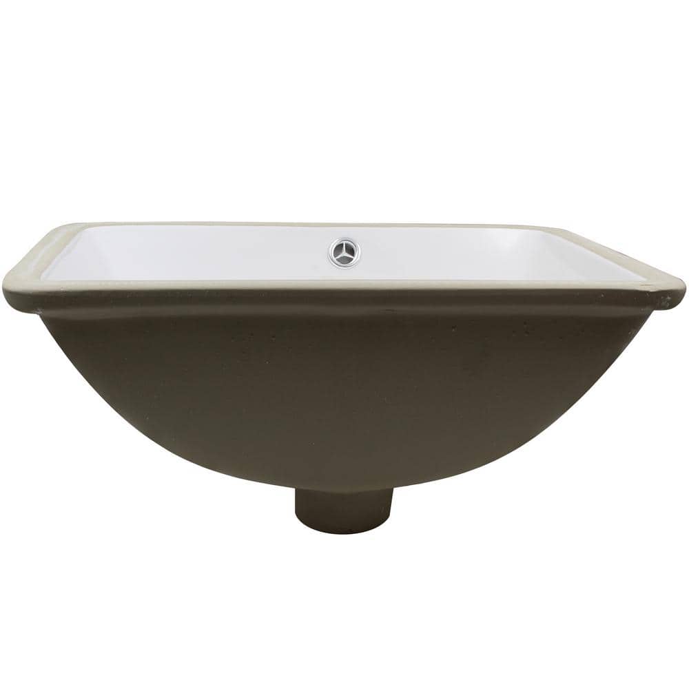 Rectangular White Ceramic Undermount Bathroom Sink