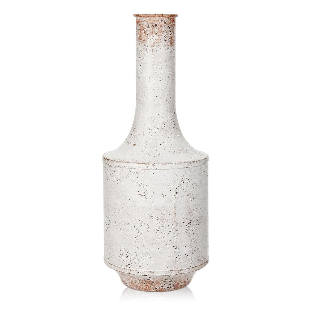 Rustic Farmhouse Style 15 in. White Metal Flower Vase