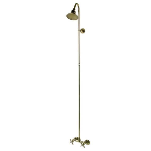 Kingston Brass Essex 2-Handle 1-Spray Clawfoot Tub Faucet in Antique Brass (Valve Included)