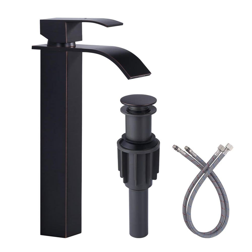 Single Handle Waterfall Single Hole Bathroom Faucet with Drain Kit Included in Oil Rubbed Bronze price history on PriceWatchPro