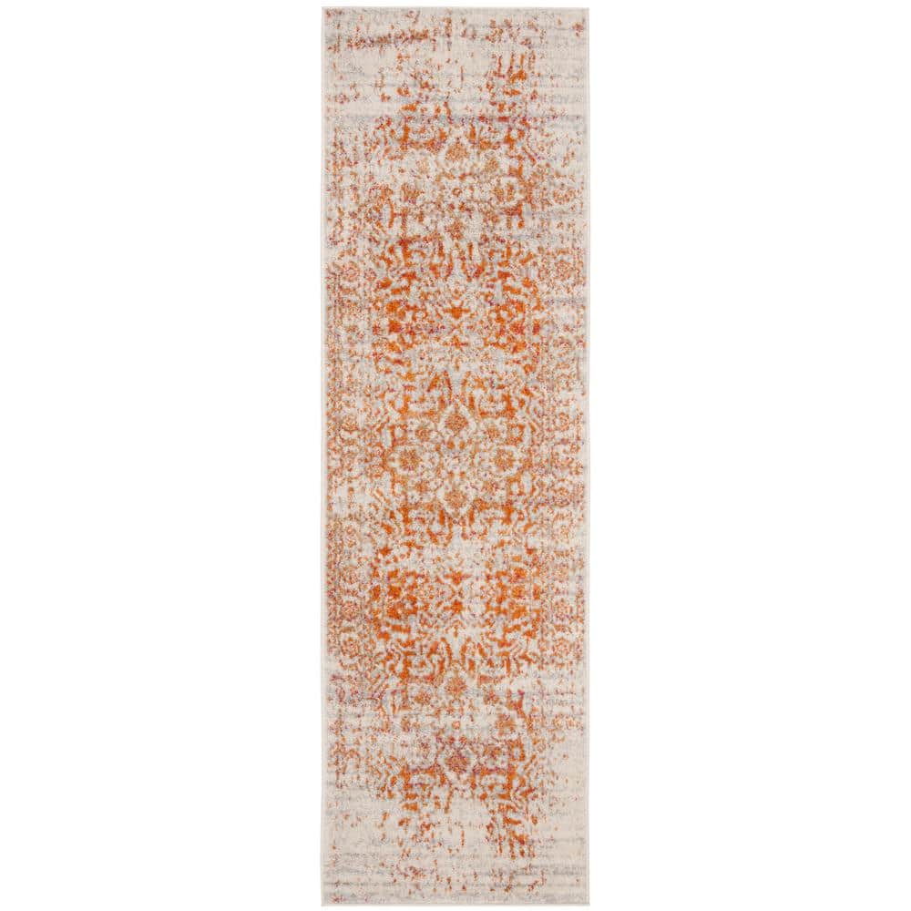 Madison Orange/Ivory 2 ft. x 14 ft. Distressed Border Runner Rug price history on PriceWatchPro