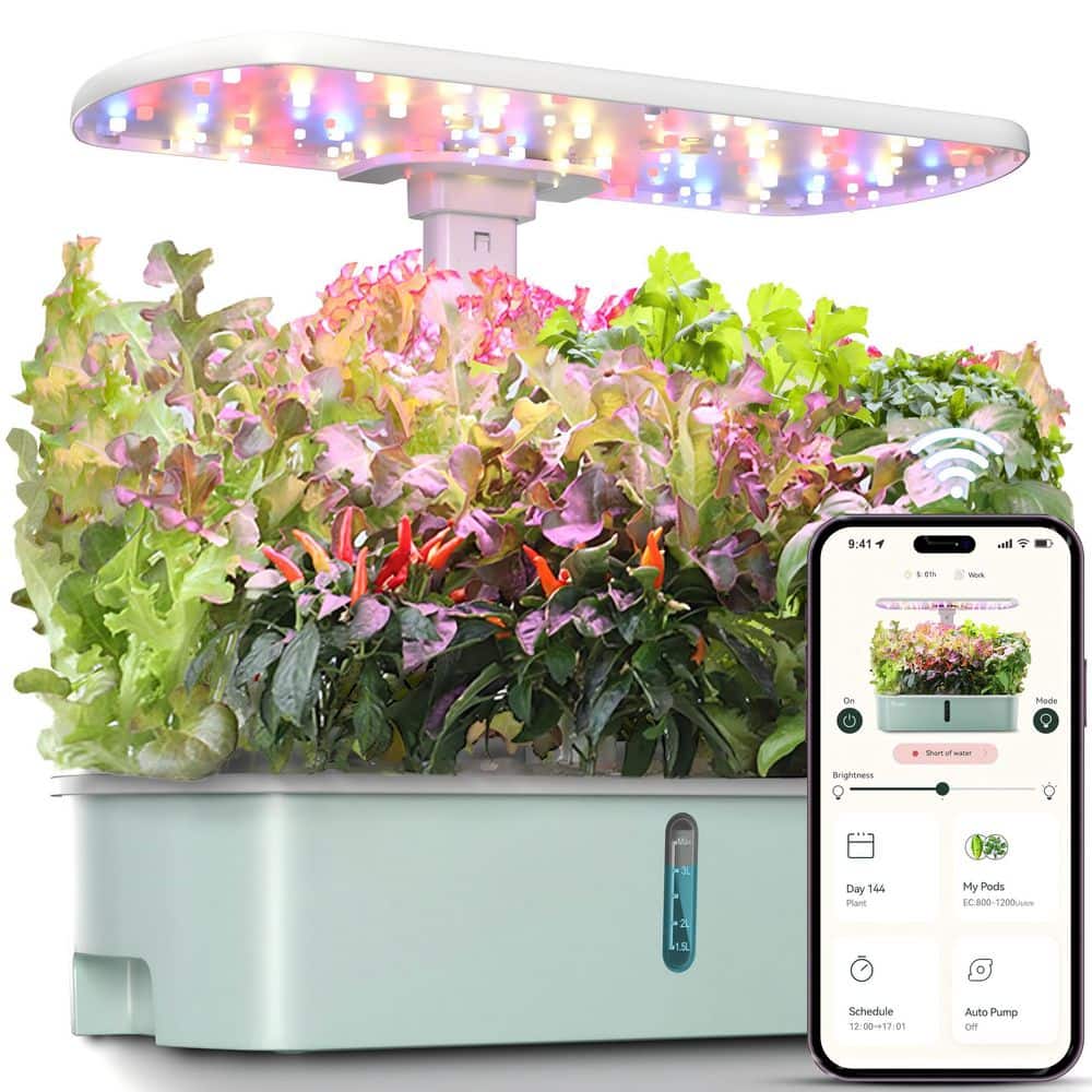 Plastic Hydroponics Growing System, 10 Pods WiFi Smart Indoor Garden with Adjustable 24W Full Spectrum Grow Light price history on PriceWatchPro