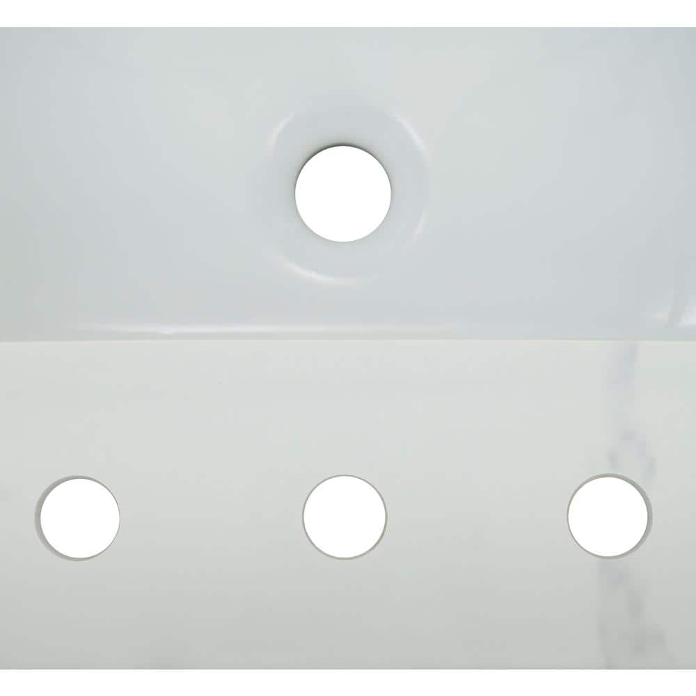 61 in. White Marble Bathroom Vanity Top with Single Sink