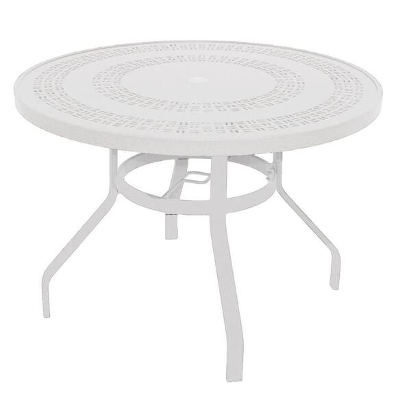 Marco Island 42 in. White Round Commercial Aluminum Outdoor Patio ...